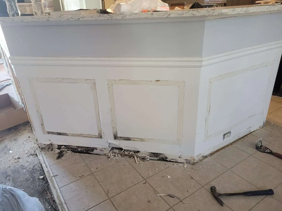 Water damage and mold on kitchen during Storm Damage Restoration in Franklin Park